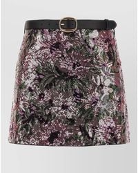 Self-Portrait - Sequin Floral-Embroidered Mini Skirt - Lyst