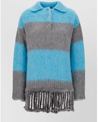 Etro - Striped Ribbed Knit Polo Sweater Mini Dress - Lyst