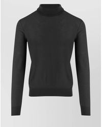 Saint Laurent - Slim Fit Ribbed Wool Turtleneck With Long Sleeves - Lyst