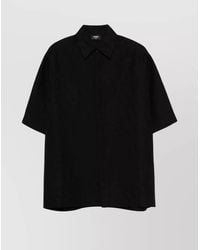 Fendi - Linen Blend Ff Jacquard Oversized Short-Sleeve Shirt - Lyst