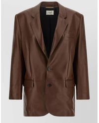 Saint Laurent - Leather Single-Breasted Blazer - Lyst