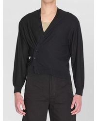 Lemaire - Ribbed Asymmetric V-Neck Cardigan - Lyst