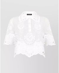 Dolce & Gabbana - Cotton Cropped Short Sleeve Polo Shirt - Lyst