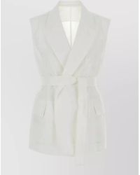 Brunello Cucinelli - Tailored Cotton Blend Vest Belted Waist - Lyst