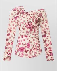 Isabel Marant - Silk Floral-Print Draped Knot-Detail Off-The-Shoulder Blouse - Lyst