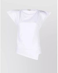 Isabel Marant - Organic Cotton Asymmetric Boat Neck Padded Shoulder T-Shirt - Lyst