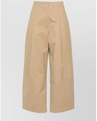 Studio Nicholson - Cotton High-Rise Pleated Cropped Wide-Leg Trousers - Lyst