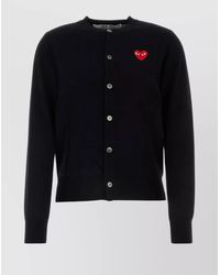 COMME DES GARÇONS PLAY - Wool Cardigan With Ribbed Cuffs And Hem - Lyst