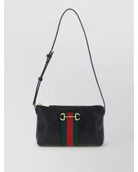Gucci - Horsebit Web Leather Crossbody Bag Stripe - Lyst