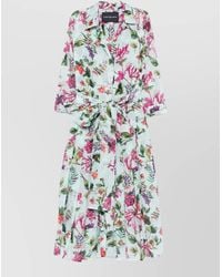 Samantha Sung - Floral-Print Pleated Cotton Midi Dress - Lyst