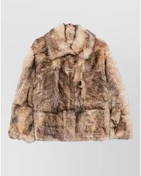 P.A.R.O.S.H. - Collared Faux Fur Jacket Front Pockets - Lyst