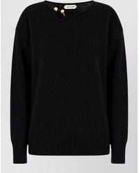 Alberta Ferretti - Long Sleeve Crew Neck Knit Top Buttons - Lyst