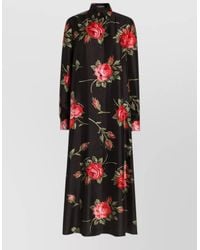 Dolce & Gabbana - Rose Bouquet-Print Long Twill Dress - Lyst