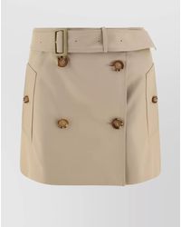 Burberry - Cotton Belted A-Line Mini Skirt - Lyst