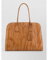Prada - Leather Shopping Bag Structured Shape Handles - Lyst