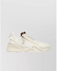Fendi - Leather Logo Print Low Top Sneakers - Lyst