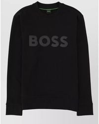 BOSS - Logo Sweatshirt Featuring Ribbed Cuffs Hem - Lyst