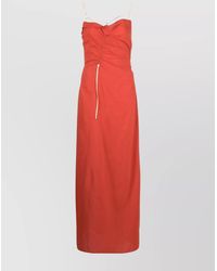 Jacquemus - Cotton Draped Gathered Square Neck Spaghetti Strap Ankle-Length Dress - Lyst