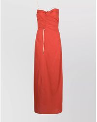 Jacquemus - Draped Square Neck Dress With Thigh-High Slits - Lyst