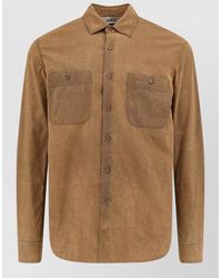 Aspesi - Suede Overshirt Buttoned Pockets Long Sleeves - Lyst