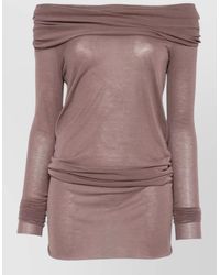 Rick Owens - Off Shoulder Long Sleeve Draped Top - Lyst