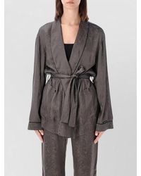 Golden Goose - Floral Jacquard Satin Shawl Collar Belted Robe - Lyst