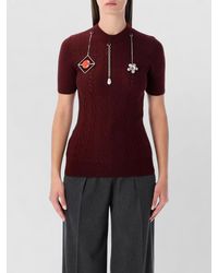 Prada - Virgin Wool Openwork Short-Sleeve Knitted Top - Lyst