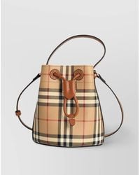 Burberry - Check Mini Coated Canvas Bucket Bag - Lyst