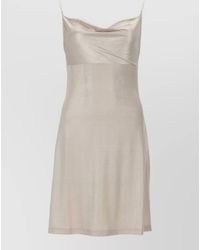 Versace Jeans Couture - Cowl Neck Satin Midi Dress Spaghetti Straps - Lyst