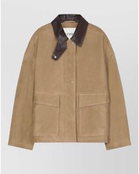 Closed - Suede Single Breasted Coat - Lyst
