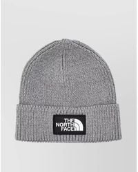 The North Face - Logo Box Fold-Over Cuff Ribbed Knit - Lyst
