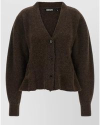ROTATE BIRGER CHRISTENSEN - Alpaca Wool Brushed Knit V-Neck Peplum Cardigan - Lyst