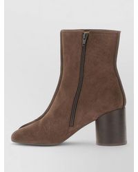 MM6 by Maison Margiela - Suede Ankle Boots Block Heel Round Toe - Lyst