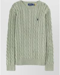 Polo Ralph Lauren - Logo Cable Knit Sweater Ribbed Cuffs Hem - Lyst
