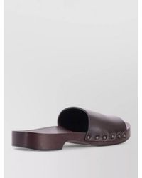 LA ROSE - Leather Flat Sole Sandals Open Toe Studs - Lyst