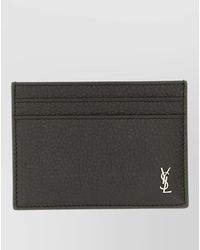 Saint Laurent - Calfskin Leather Tiny Cassandre Card Holder - Lyst