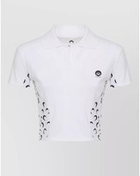 Marine Serre - Cropped Polo Top Moon Print Collar - Lyst