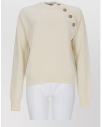 Balmain - Long Sleeve Crew Neck Top Button Detail - Lyst