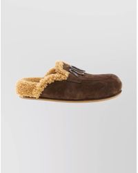 Rene Caovilla - Leather Crystal-Embellished Shearling Mules - Lyst