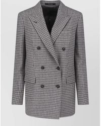 Tagliatore - Double Breasted Blazer Check Pattern Notch Lapel - Lyst