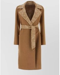 Max Mara - Belted Waist Mid-Length Coat With Notched Lapels - Lyst