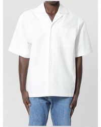 Bottega Veneta - Bowling Collar Compact Cotton Canvas Shirt - Lyst