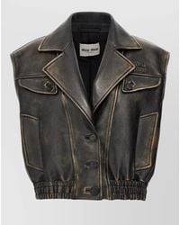 Miu Miu - Lamb Leather Sleeveless Jacket - Lyst