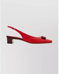Ferragamo - Slingback Pumps With Bow And Block Heel - Lyst