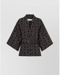 Dior - Waist Belted Open Front Textured Fabric Jacket - Lyst