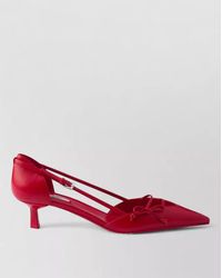 Prada - Bow Kitten Heel Pointed Toe Strappy Pumps - Lyst