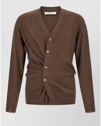 Lemaire - Fine-Knit Wool-Blend Asymmetric V-Neck Cardigan - Lyst