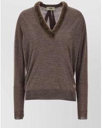 Fendi - Wool And Silk V-Neck Jumper - Lyst