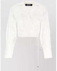 ROTATE BIRGER CHRISTENSEN - Cotton Wrap Shirt Long Sleeves Cropped - Lyst
