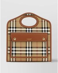 Burberry - Checked Mini Tote Bag - Lyst